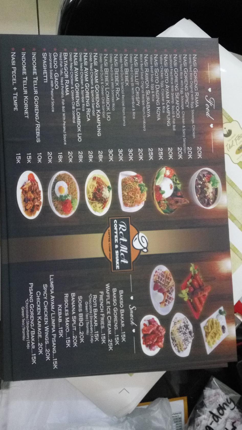 Menu at Rama Coffee&Shakes restaurant, Malang
