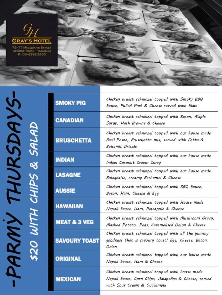 Menu at Grays Hotel pub & bar, Town