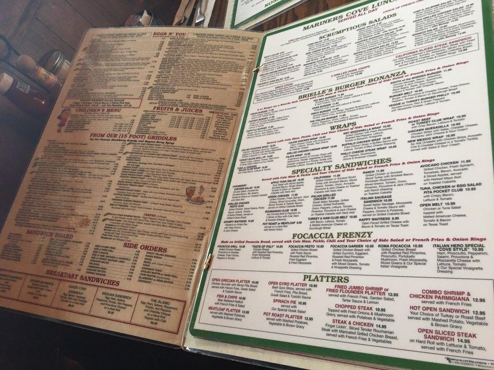 Menu at Mariner's Cove Restaurant, Brielle