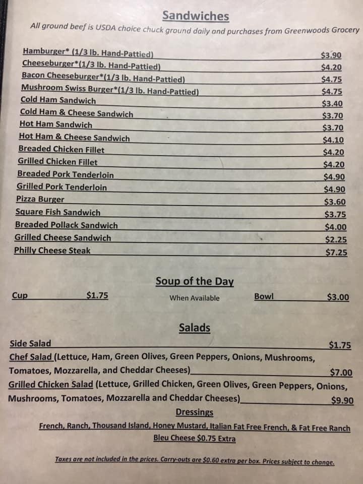 Menu at Bill's Tap pub & bar, Farley