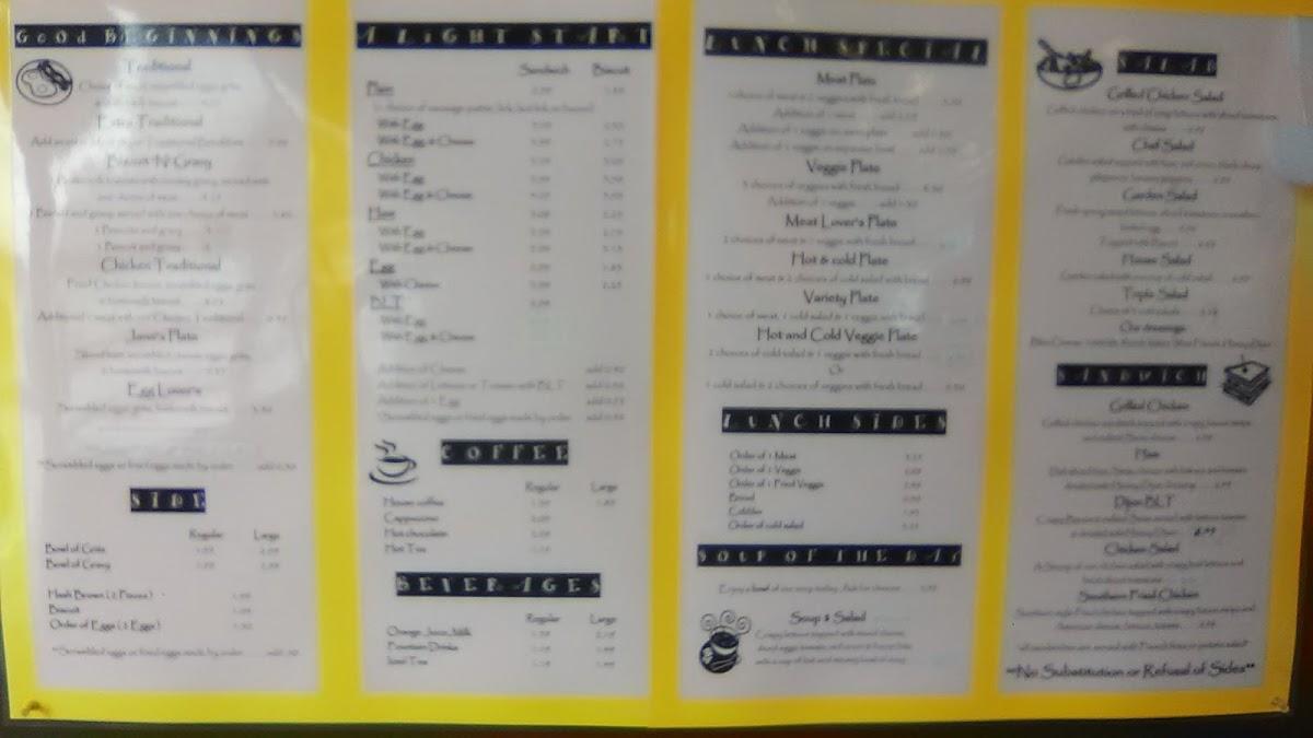 Menu at Airport Cafe, Atlanta