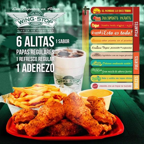 Menu at Wingstop Coyoacán restaurant, Mexico City