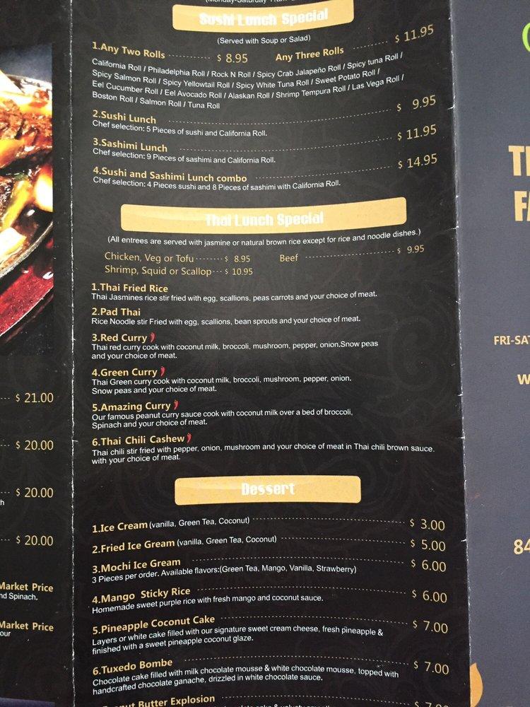 Menu at （St Augustine)Green Papaya Thai & Sushi restaurant, St. Augustine