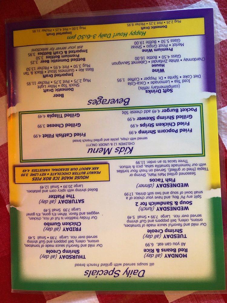 Menu at The Oyster Bar, Little Rock