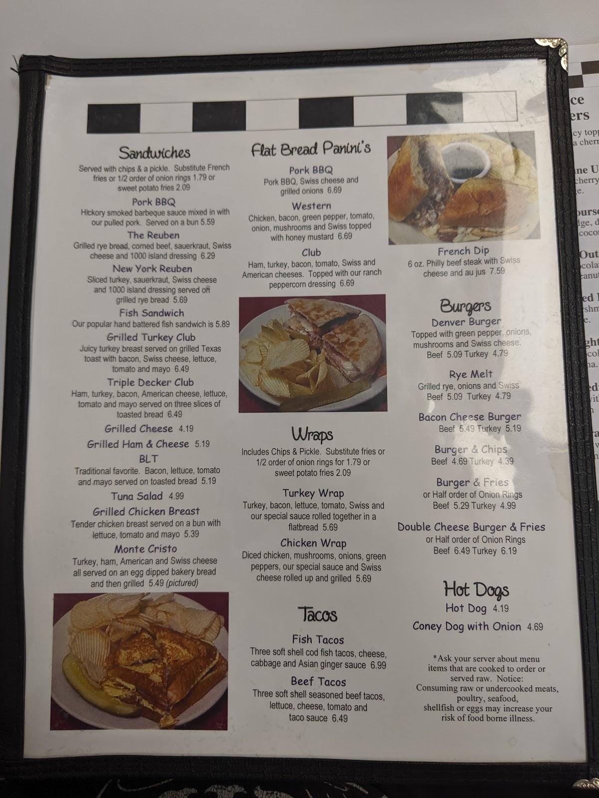 Menu at Finish Line Family Restaurant, Hillsdale