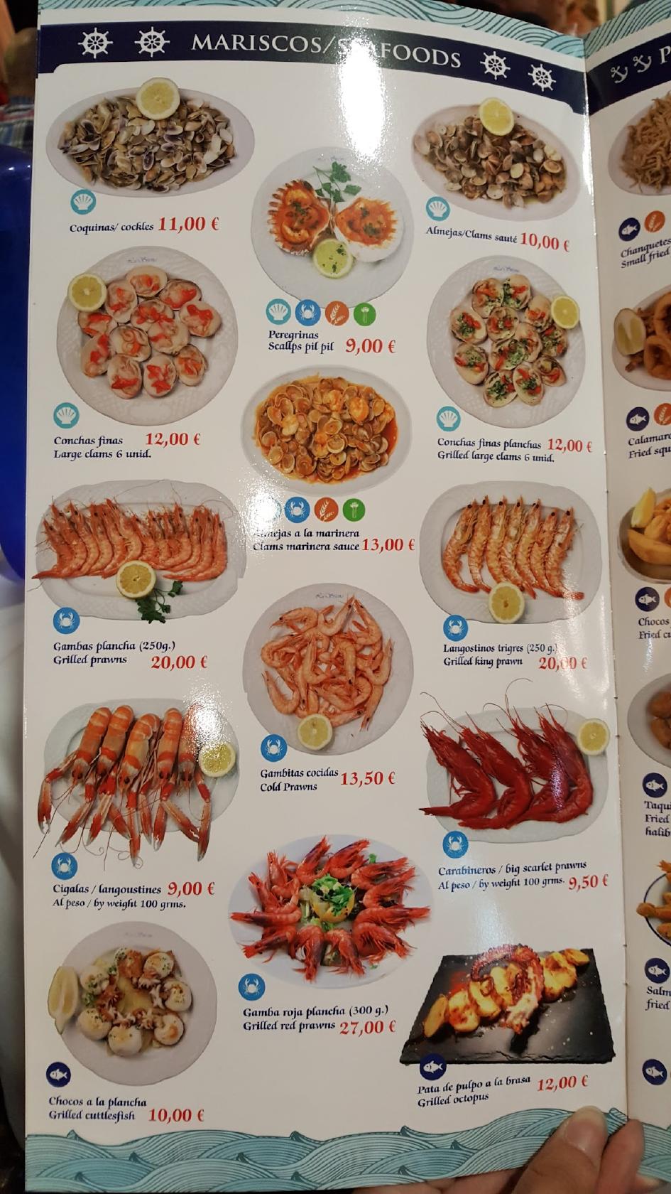 Menu at Restaurante La Sirena, Benalmádena, P.º Marítimo