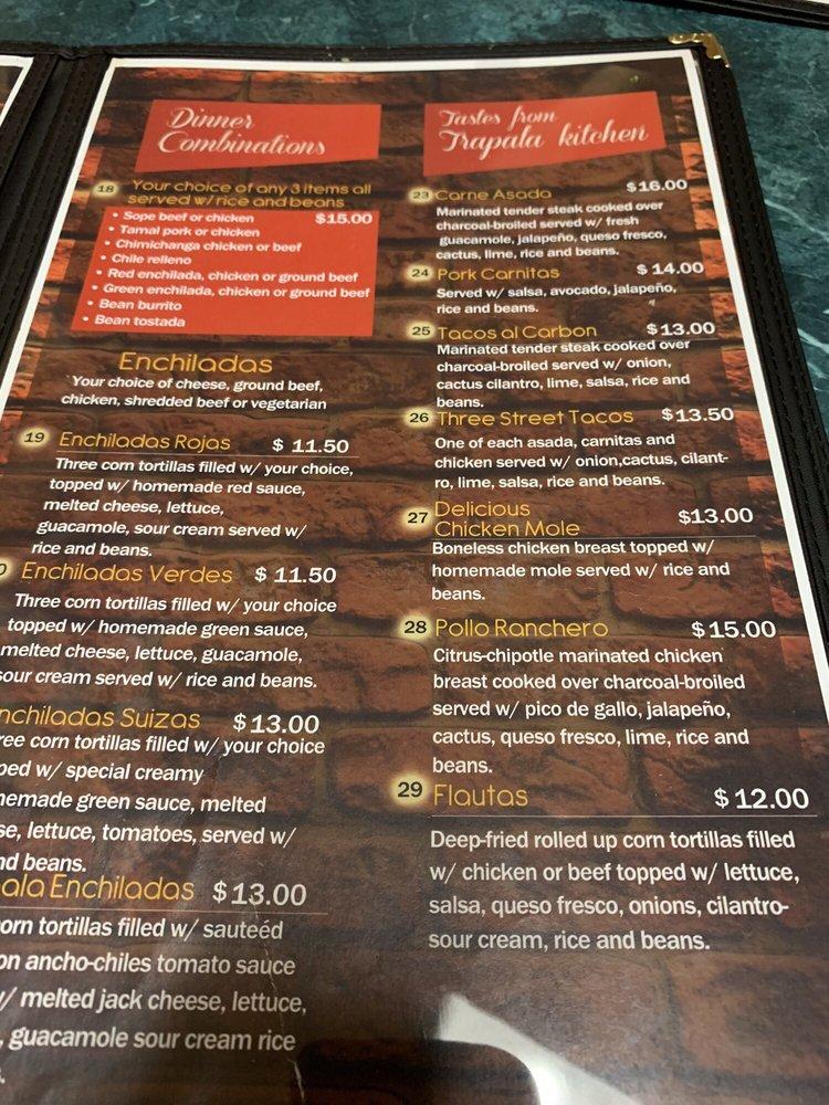 Menu at Trapala Restaurant LLC, Woodburn, 430 N 1st St