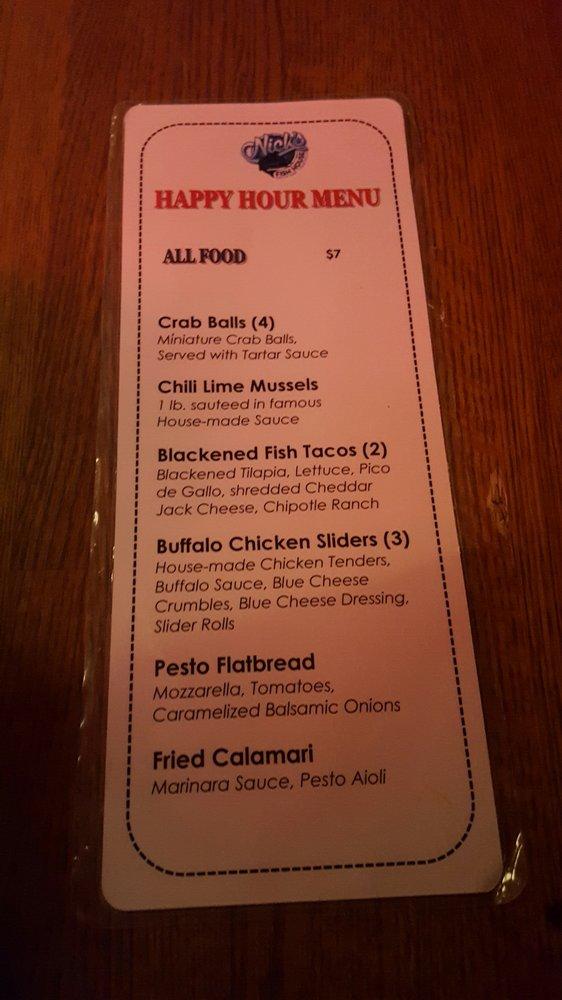 Menu at Nick's Fish House restaurant, Baltimore