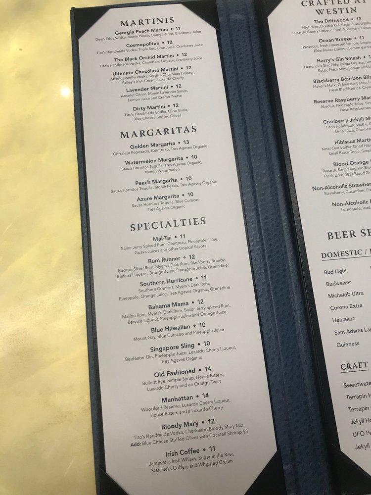 Menu at Harry's Lounge pub & bar, Jekyll Island