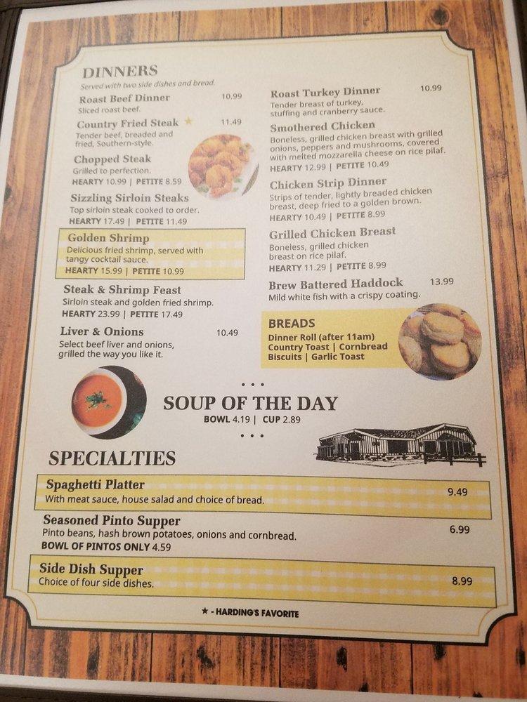 Menu at Harding's Family Restaurant, Charleston