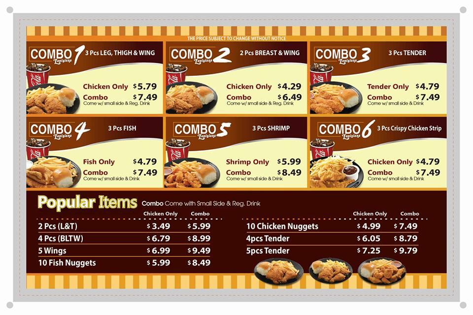Menu at Louisiana Famous Fried Chicken fast food, Fontana