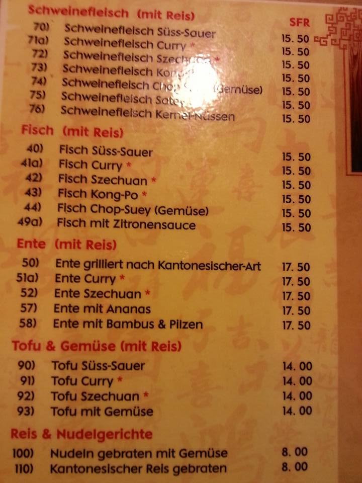 Speisekarte Von Restaurant China Town Muri Bei Bern