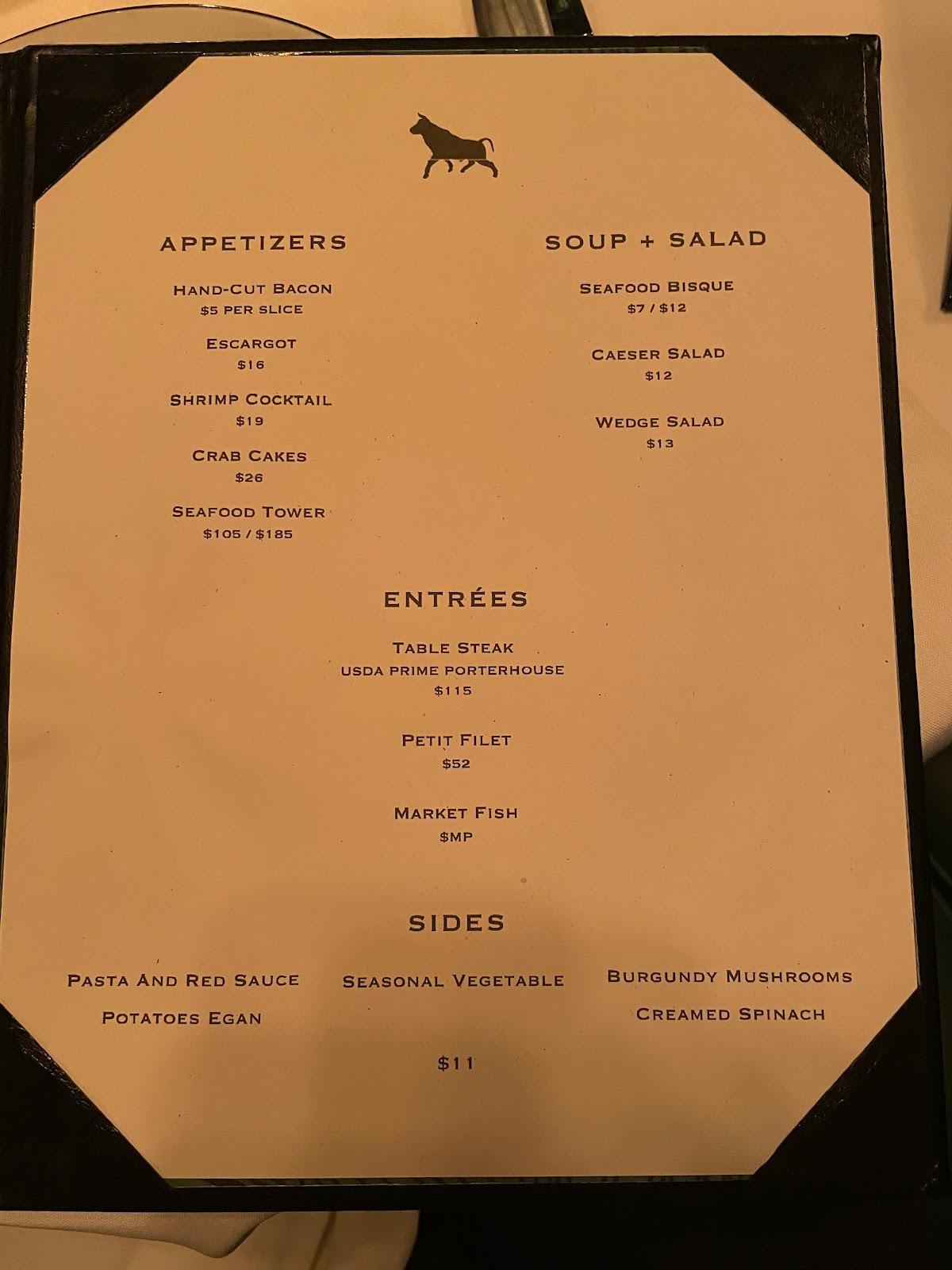 Menu at Bull In The Alley pub & bar, Tulsa