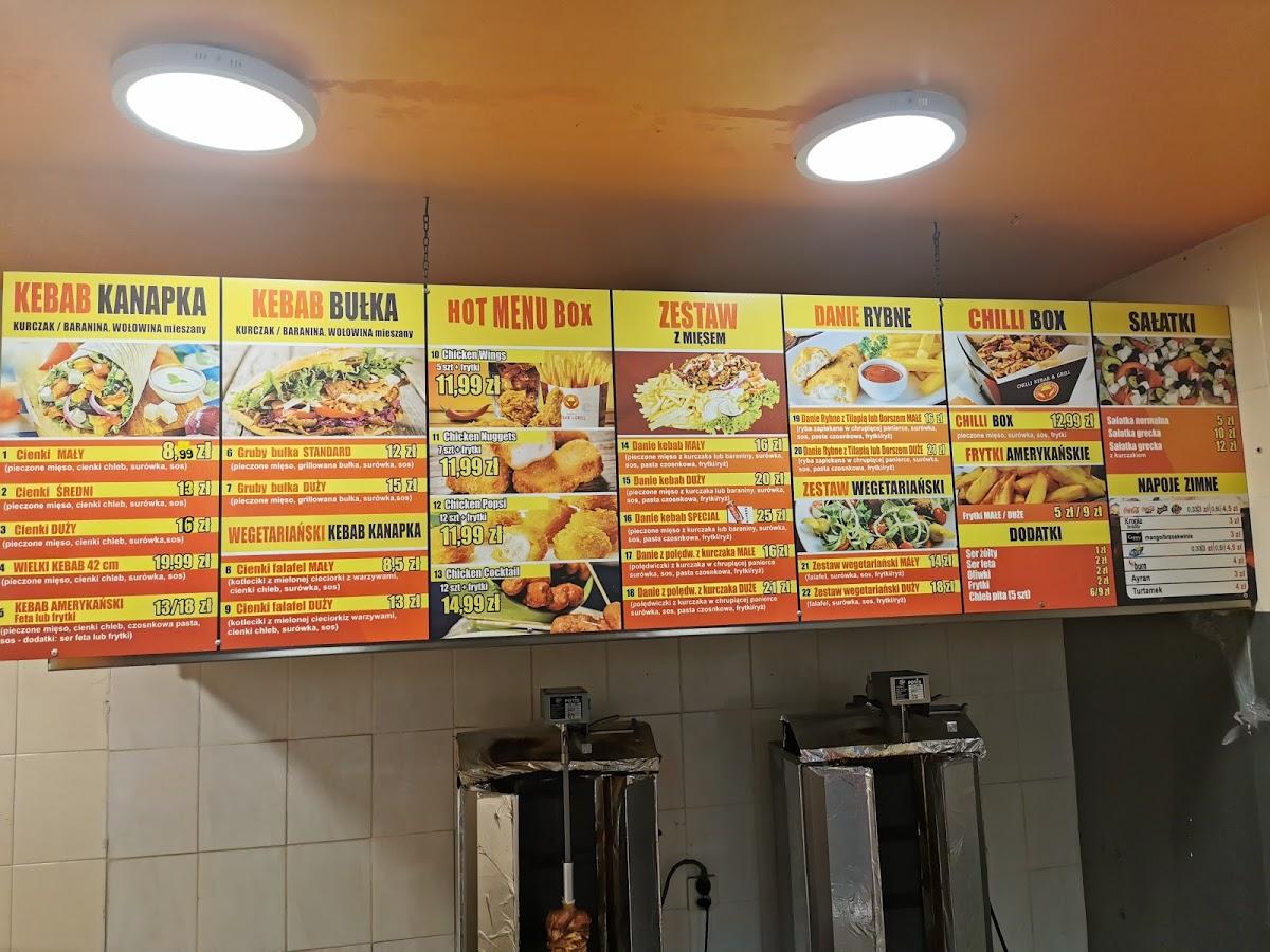 Menu at CHILLI KEBAB restaurant, Olsztyn