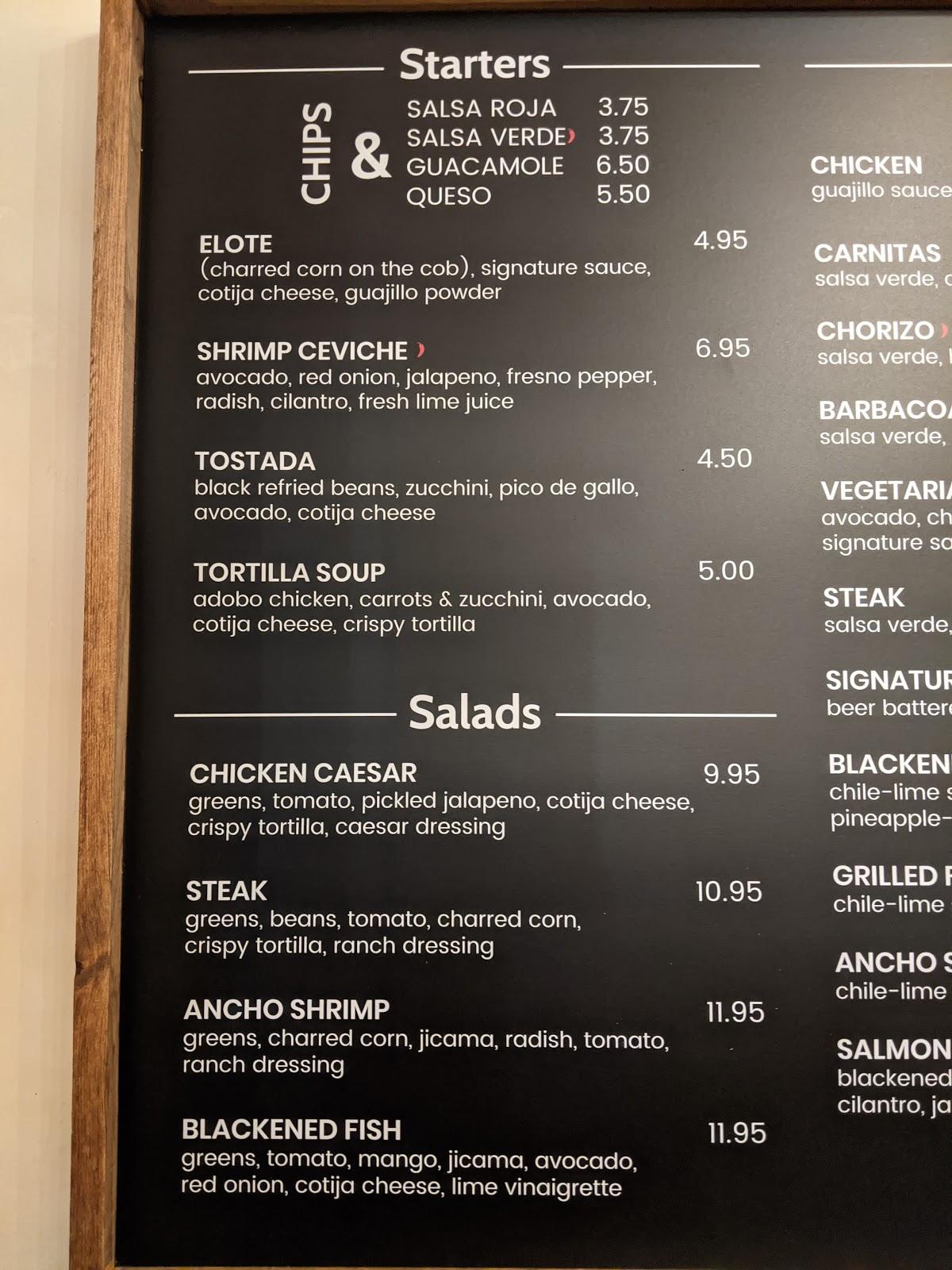 Menu at Fish Taco Tysons restaurant, Tysons