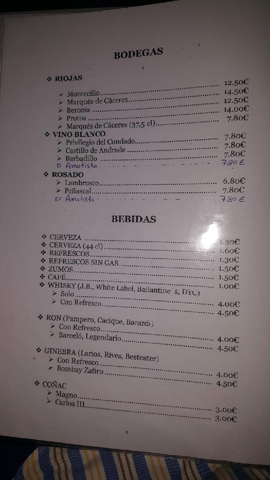 Menu at Restaurante Pizzería Génova, Nuevo Portil