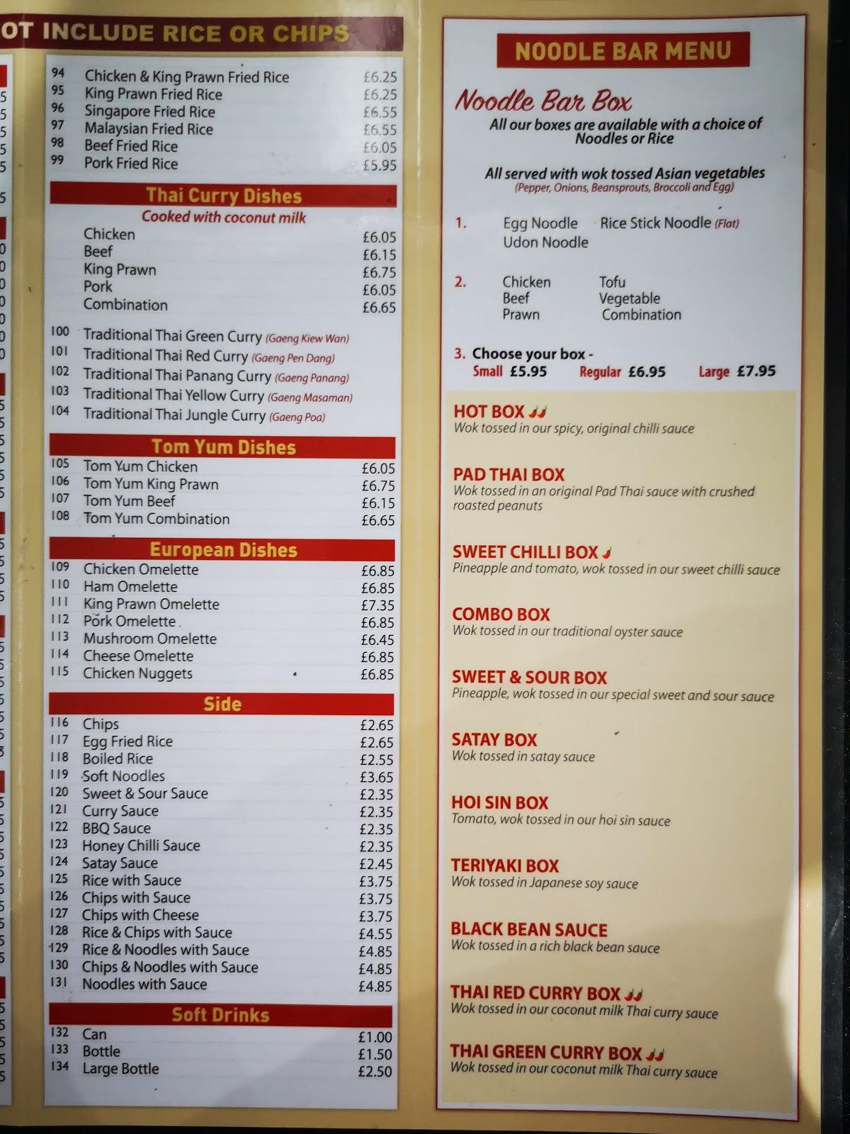 Menu at Golden Palace restaurant, Aberdeen