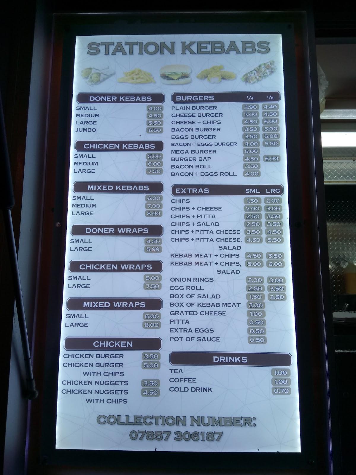 Menu at Station Kebabs restaurant, Basingstoke, Clifton Terrace