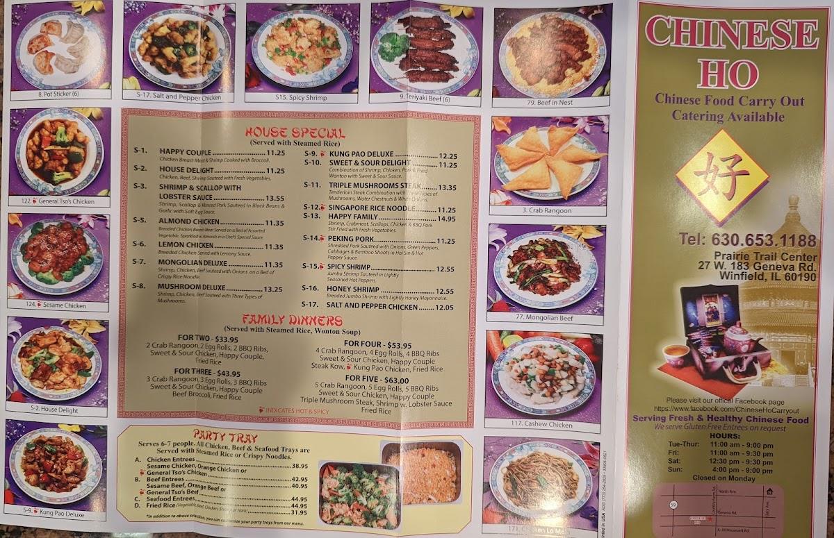 Menu at Chinese Ho Carryout fast food, Winfield