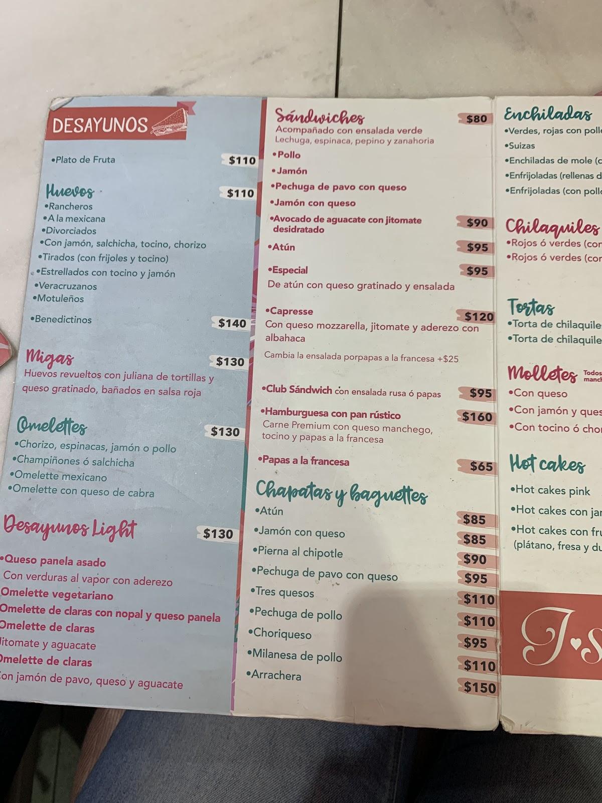 Carta de Isabella Café Roma, Ciudad López Mateos, Calle de Durango 330