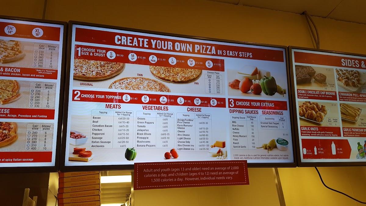 Menu at Papa John's Pizza pizzeria, Orillia