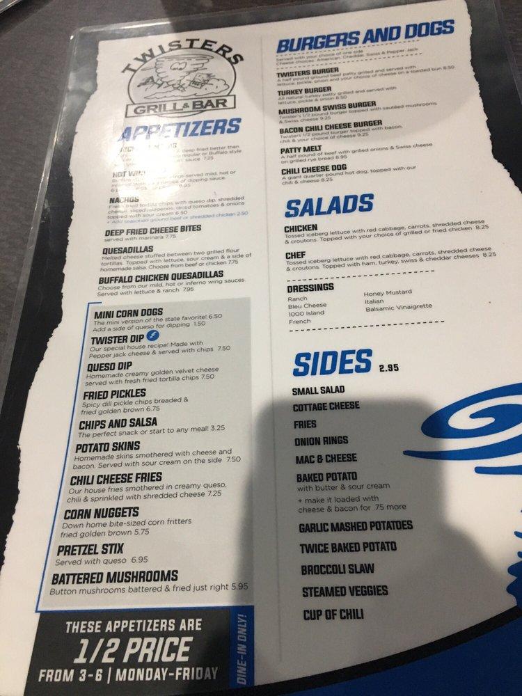 Menu at Twisters Grill & Bar, Bonner Springs