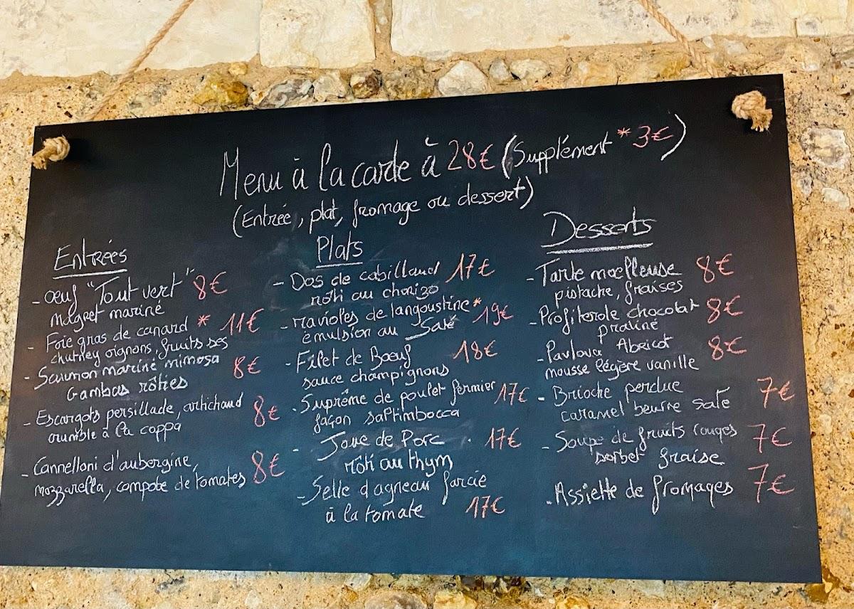 Menu Au B Le Restaurant, La Chartre-sur-le-Loir