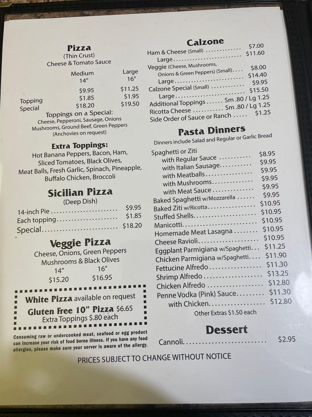 Menu at Franks Pizza I I Fairfield VA pizzeria, USA, 33 Soapy Pl