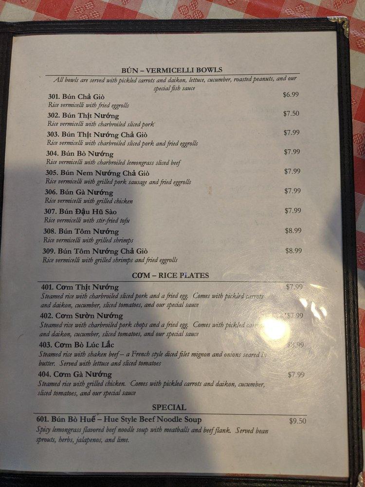 Menu At Pho Saigon Vietnamese Noodle Grill Restaurant Joplin