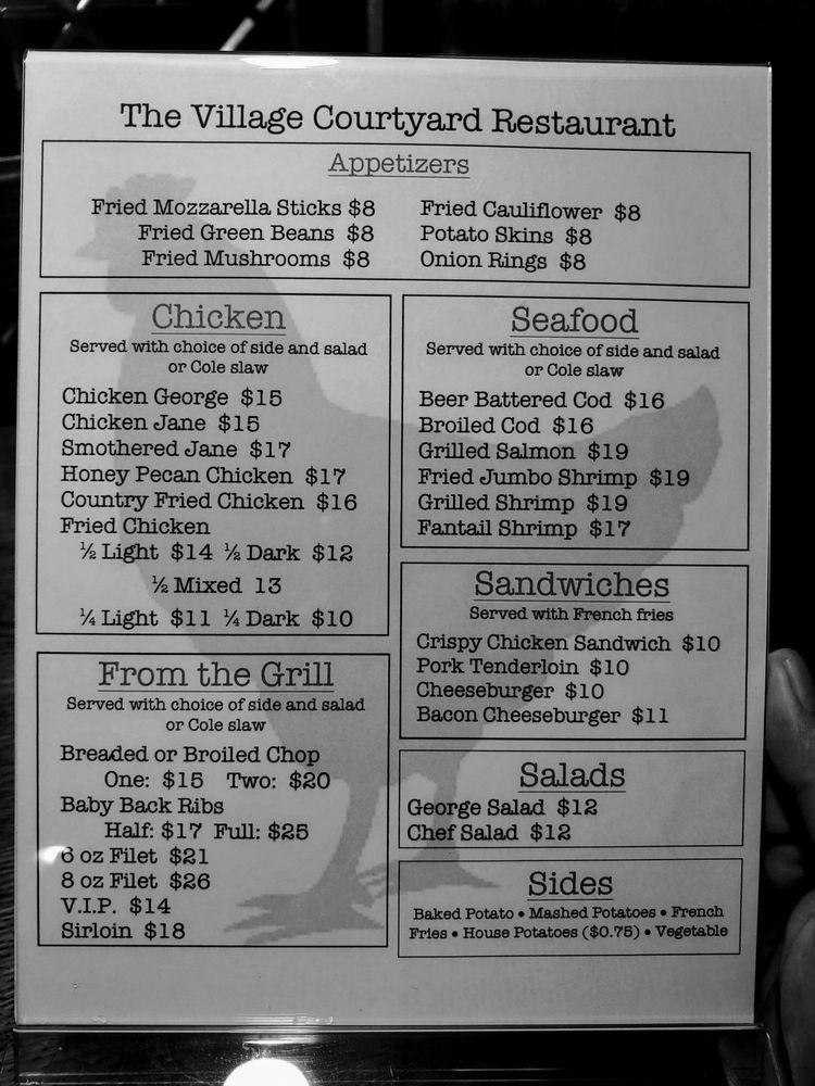 Menu at Village Courtyard desserts, Somonauk