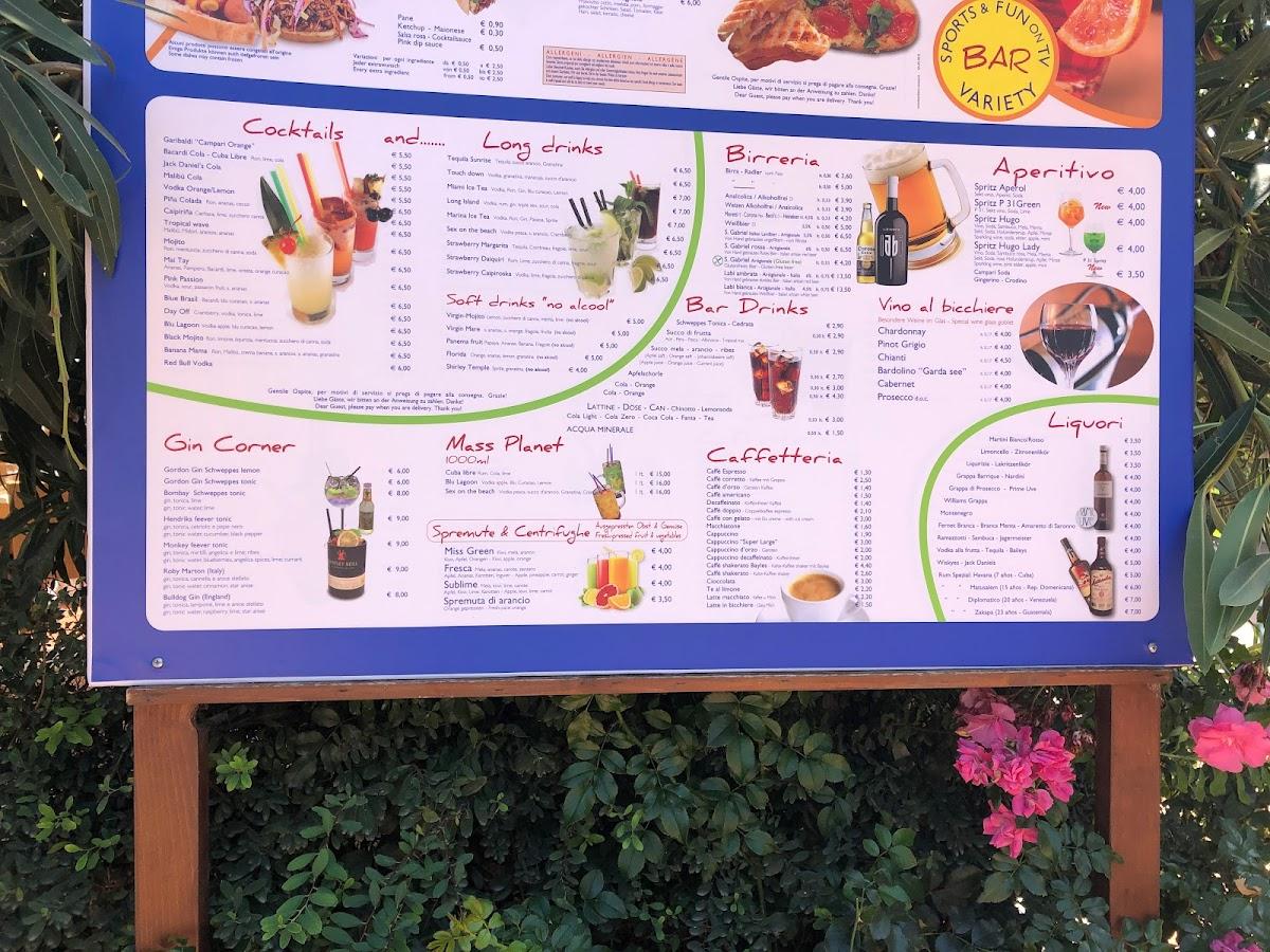 Speisekarte von Beach Bar Sant'Angelo, Cavallino
