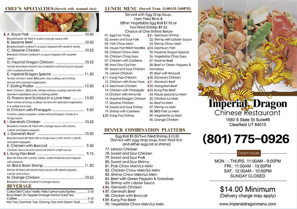 Menu at Imperial Dragon restaurant, Clearfield, State St #8