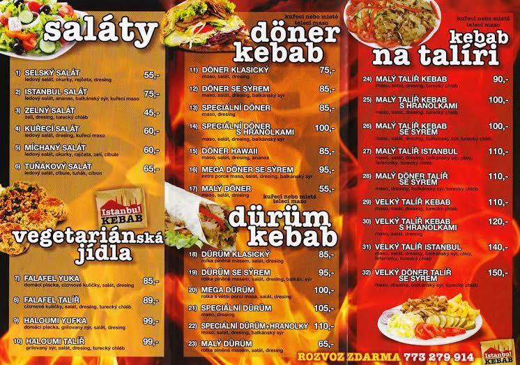 Menu at SAMR KEBAB restaurant, Dobříš