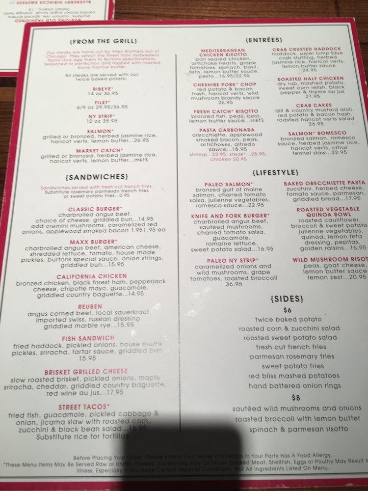 Menu At Burtons Grill & Bar, Framingham