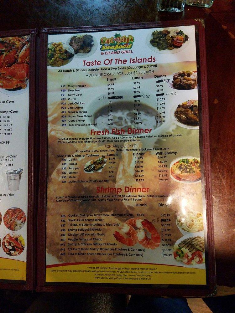 Menu at Captain John's Seafood & Island Grill restaurant, Sanford