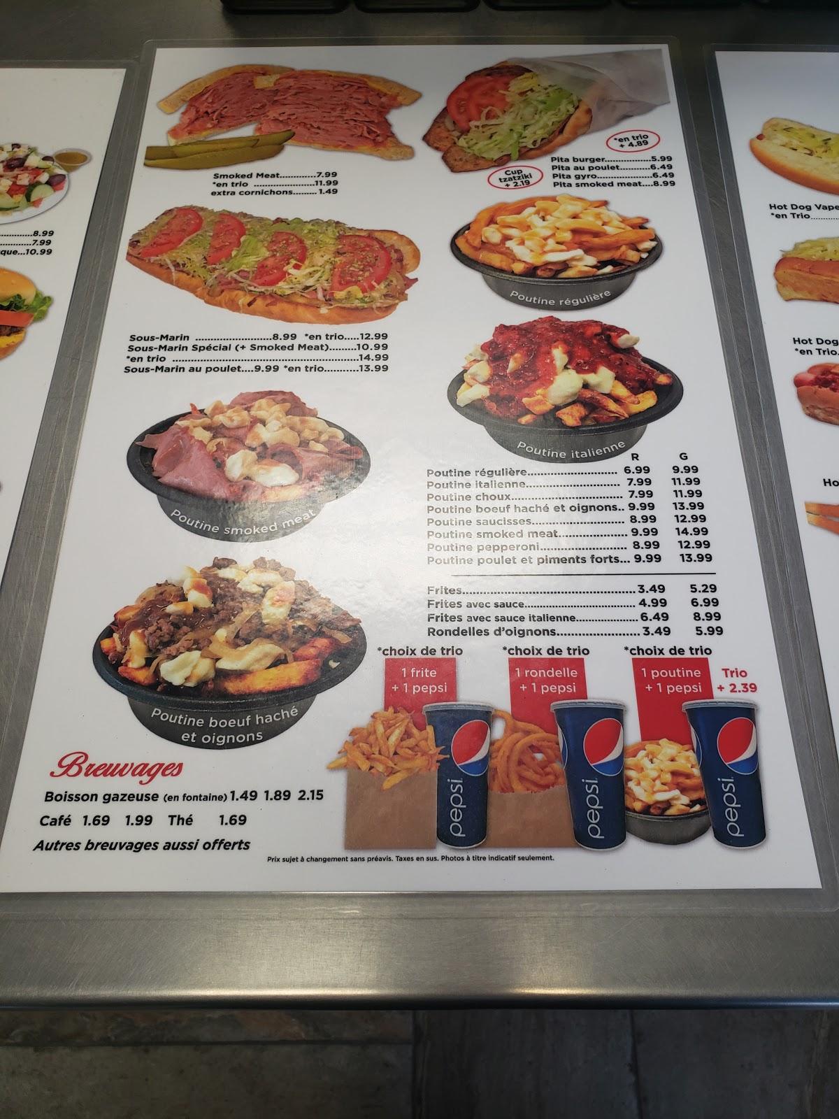 Menu au Québeco fast food, Drummondville