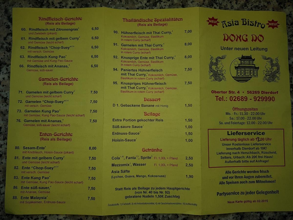 Speisekarte von Asia Bistro Dong Do cafe, Dierdorf