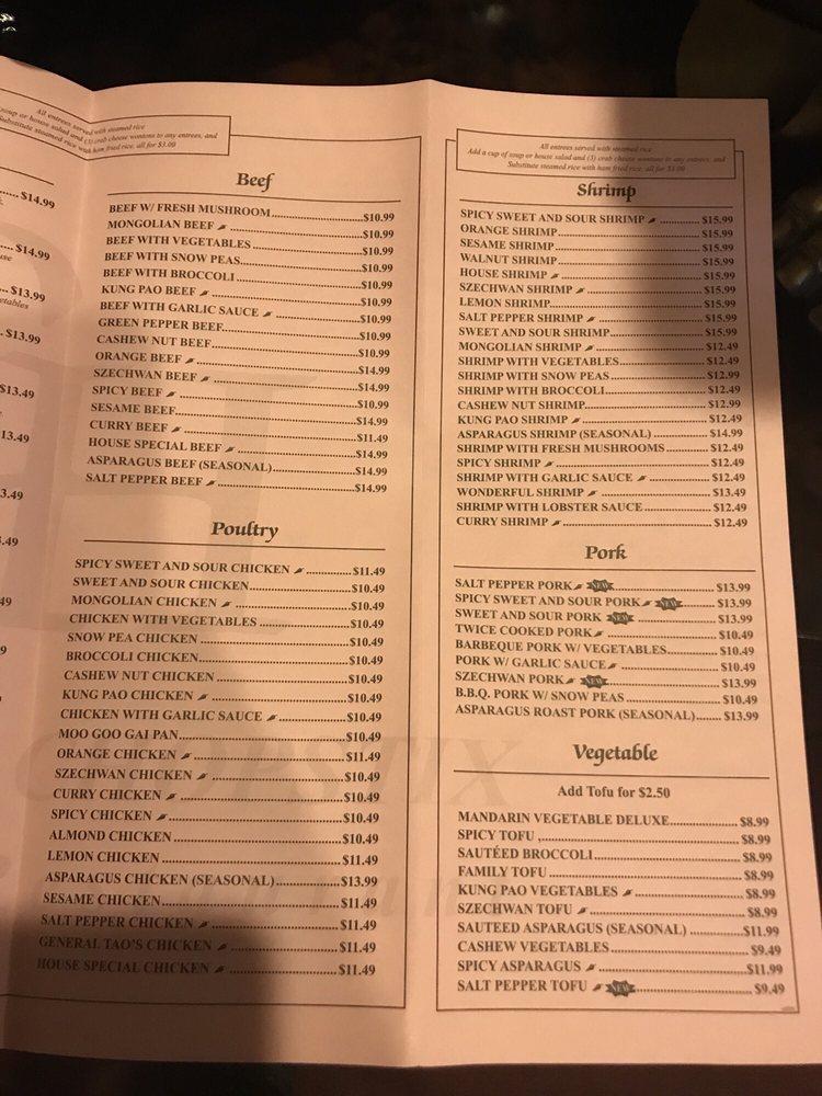 Menu at Changs Chopstix restaurant, Farmington, US89 ALT