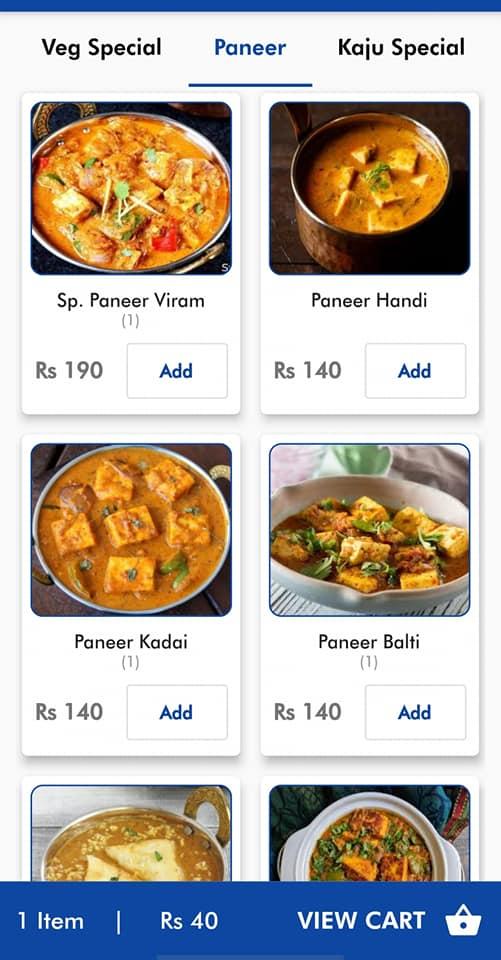 Menu at HOTEL VIRAM, Killapardi