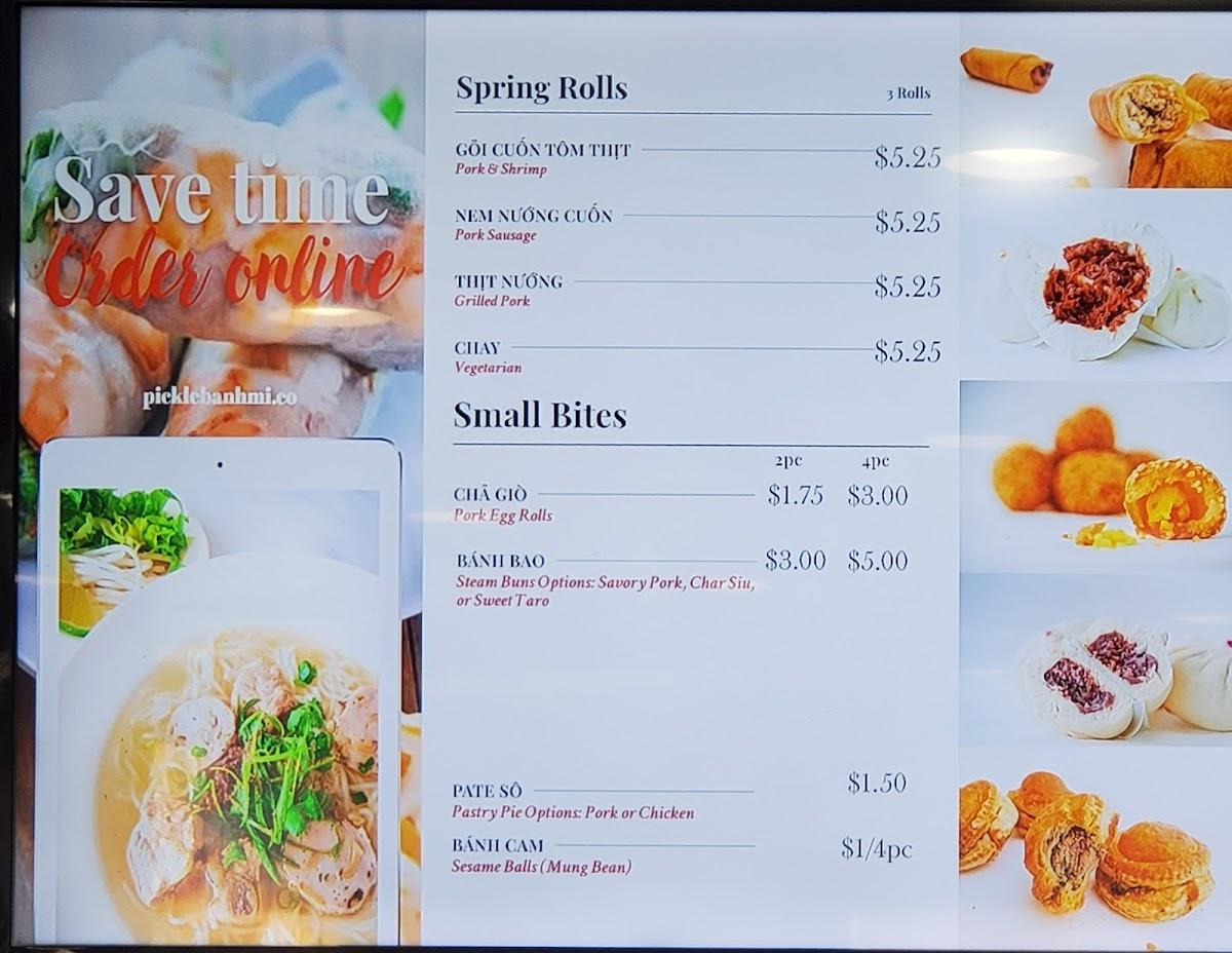 Menu at Pickle Banh Mi Co restaurant, Fountain Valley