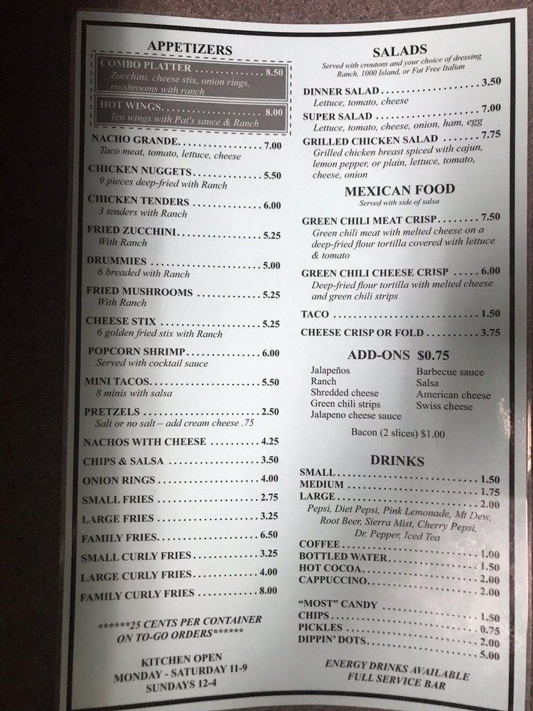 Menu at Safford Bowl restaurant, Safford