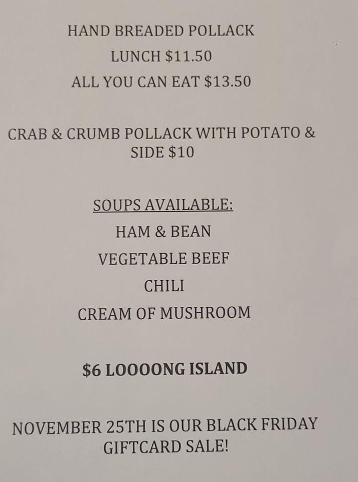Menu at Bob's 19th Hole Restaurant and Bar, South Bend