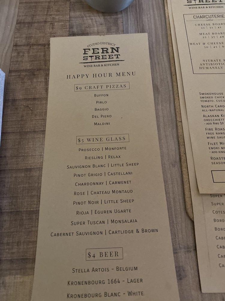 Menu at Fern Street Wine Bar & Kitchen, West Palm Beach