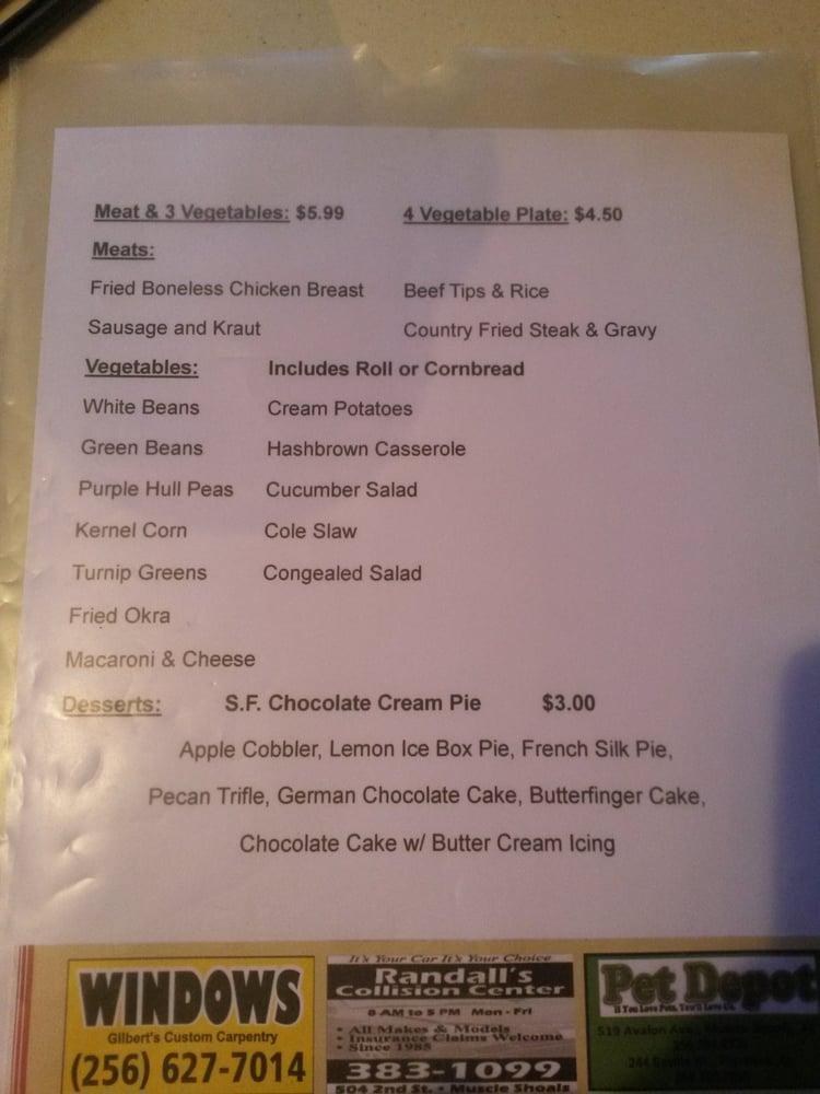 Menu at Garden Gate Café restaurant, Muscle Shoals