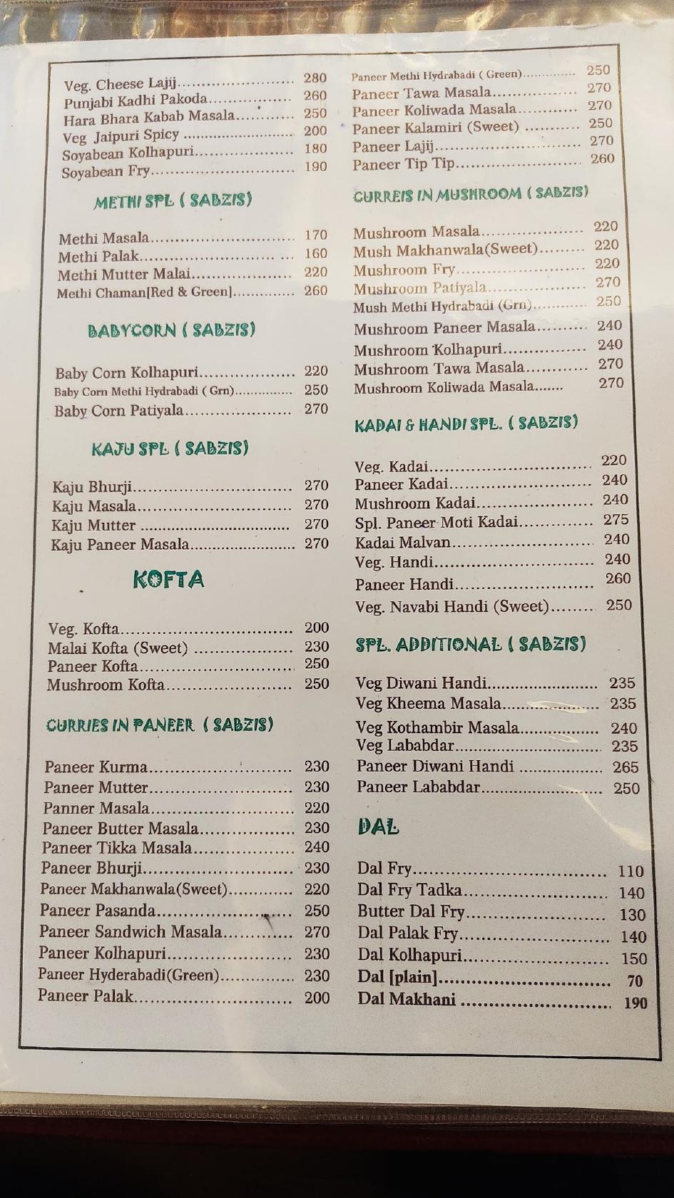 Ruchi Restaurant (Veg) menu