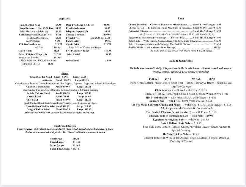 Menu at Jonathan's Pizza & Italian Cuisine pizzeria, Duanesburg