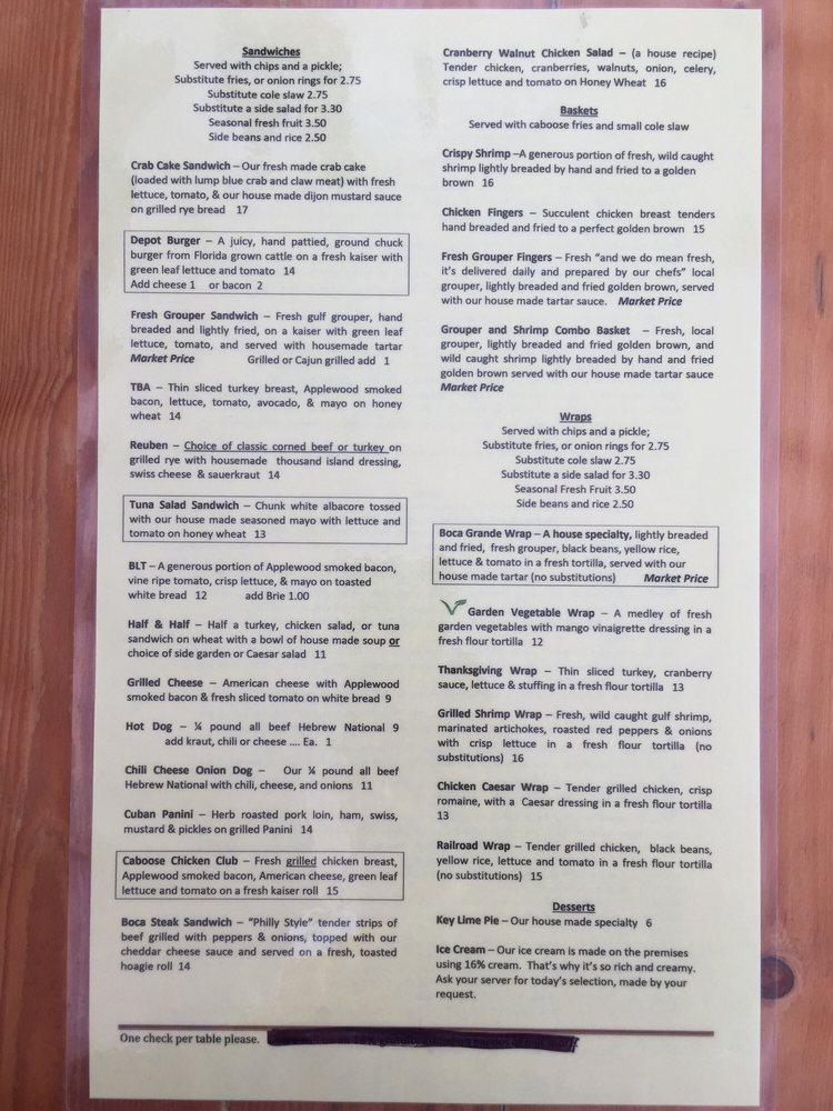 Menu at Keylime Bistro Boca Grande & The Loose Caboose Ice Cream Shoppe