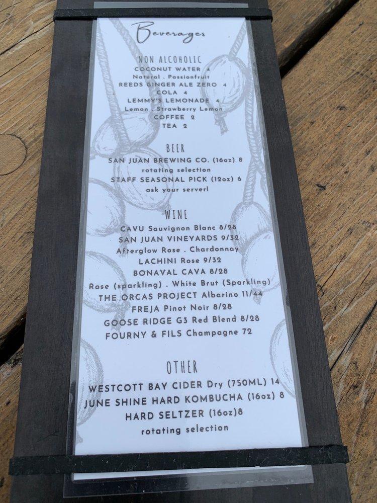 Menu at Westcott Bay Shellfish Co restaurant, Friday Harbor