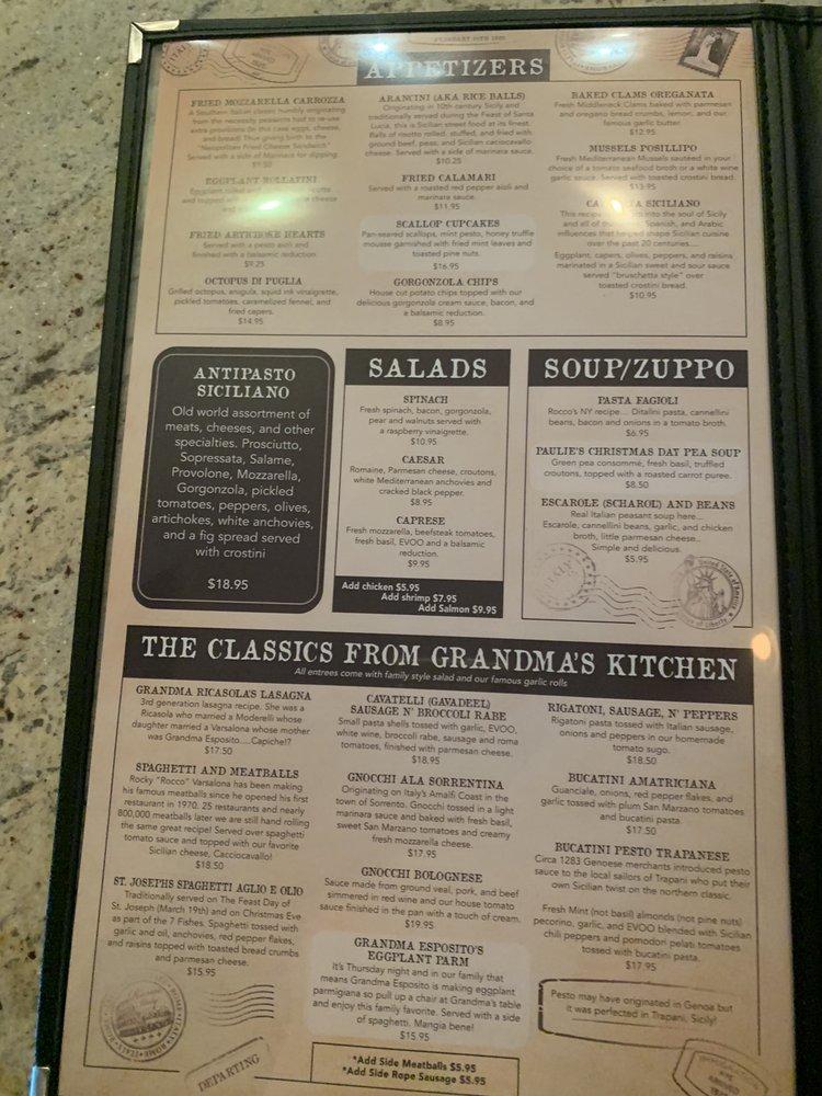 Menu at Esposito's Italian Restaurant And Bar, Tampa