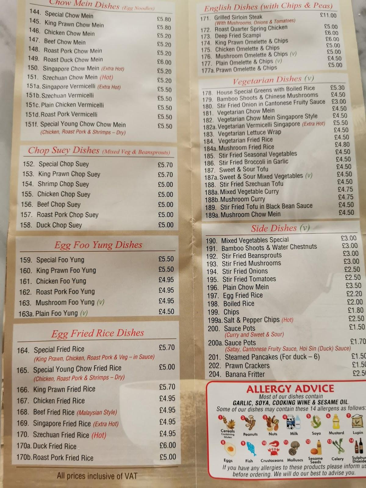 chinese new year takeaway menu